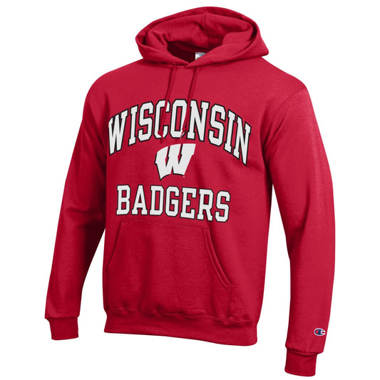 Men's Wisconsin Badgers Scarlet Champion Powerblend Fleece Pullover Hoodie - Pro Jersey Sports