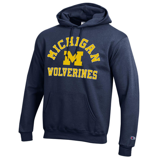 Men's Michigan Wolverines Navy Champion Powerblend Fleece Pullover Hoodie - Pro Jersey Sports