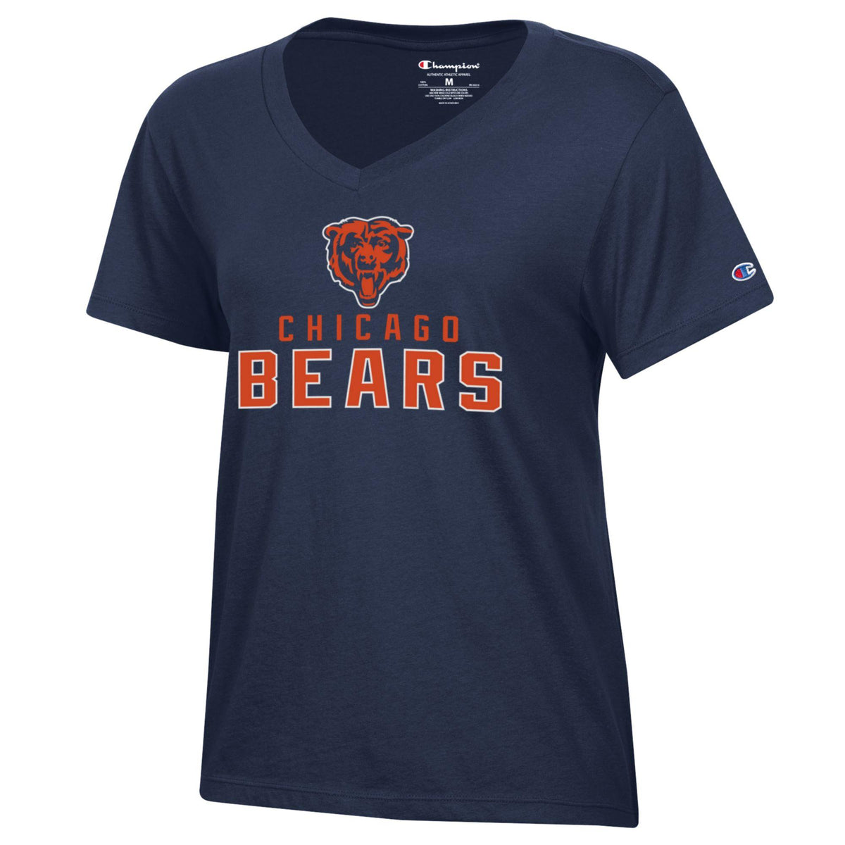 Women's Chicago Bears Navy Champion Brand V-Neck T-shirt