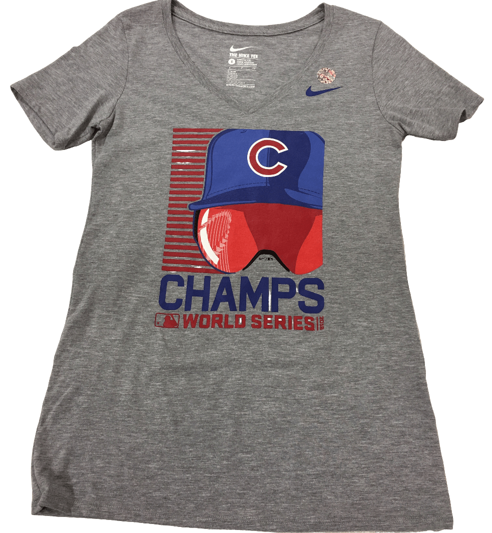 Women's Chicago Cubs World Series Champions Goggles Tee By Nike - Pro Jersey Sports