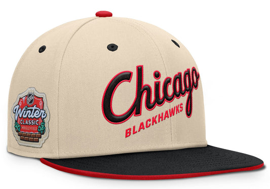 Men's Chicago Blackhawks Fanatics Cream/Black 2025 NHL Winter Classic Snapback Hat - Pro Jersey Sports