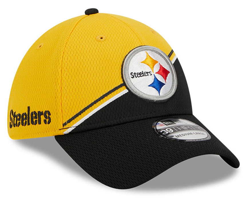 Men's Pittsburgh Steelers Primary Logo New Era Yellow/Black 2023 Sideline 39THIRTY Flex Hat - Pro Jersey Sports
