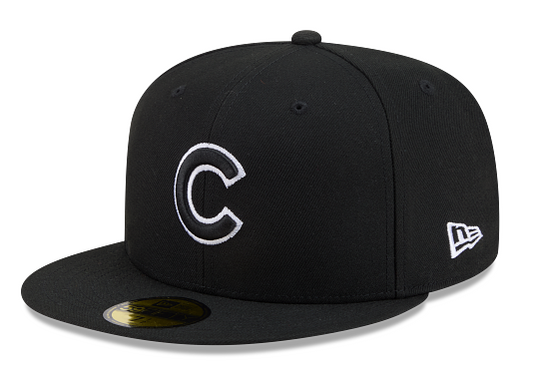 Chicago Cubs New Era Black White Outline 59FIFTY Color Basic Fitted Hat