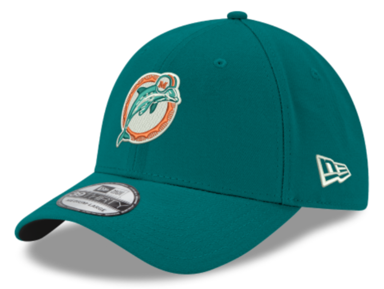 Men's Miami Dolphins Alternate Logo New Era Aqua Team Classic 39THIRTY Flex Hat - Pro Jersey Sports