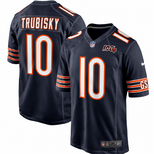 Men's Chicago Bears Mitchell Trubisky Nike Navy 100th Season Game Jersey