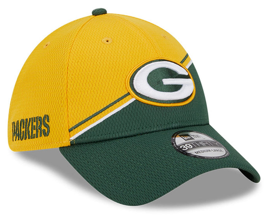Men's Green Bay Packers Primary Logo New Era Yellow/Green 2023 Sideline 39THIRTY Flex Hat - Pro Jersey Sports