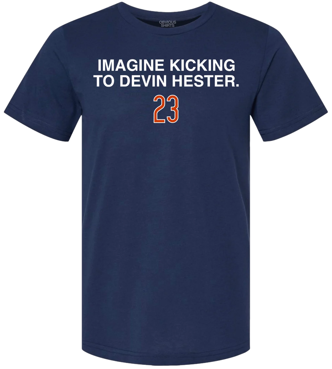 Men's Imagine Kicking To Devin Hester By Obvious Shirts Navy Tee - Pro Jersey Sports