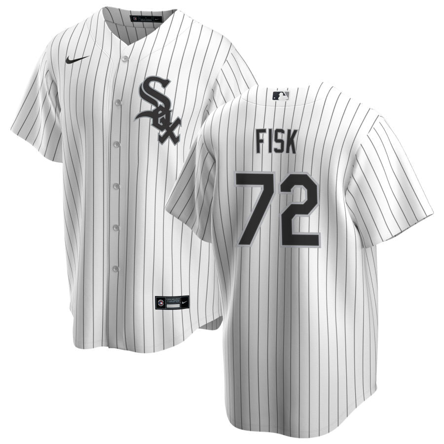 Carlton Fisk Chicago White Sox NIKE Replica Men's Home Jersey With Premium Lettering - Pro Jersey Sports