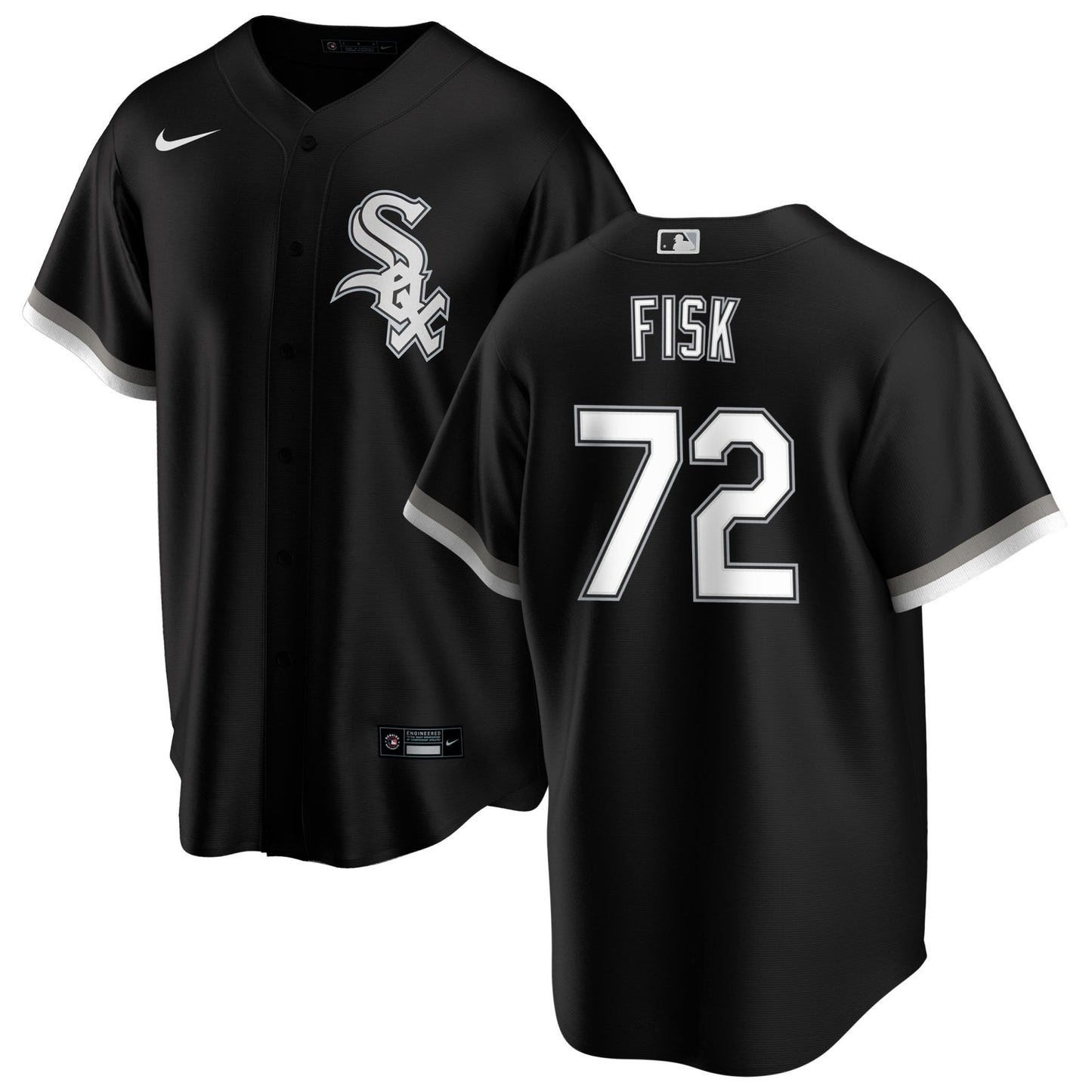 NIKE Men's Carlton Fisk Chicago White Sox Black Alternate Premium Twill Replica Jersey - Pro Jersey Sports