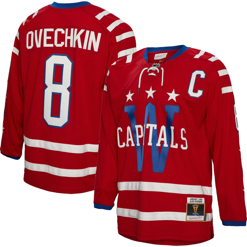 Men's Washington Capitals Alexander Ovechkin Mitchell & Ness Red 2015 Captain Patch Blue Line Player Jersey - Pro Jersey Sports