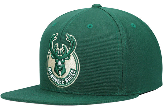 Milwaukee Bucks Mitchell & Ness Team Ground Snapback Hat - Hunter Green - Pro Jersey Sports