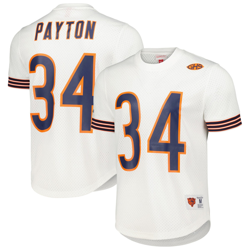 Men's Walter Payton Chicago Bears Mitchell & Ness Mesh Retired White Player Name & Number Crew Neck Top - Pro Jersey Sports