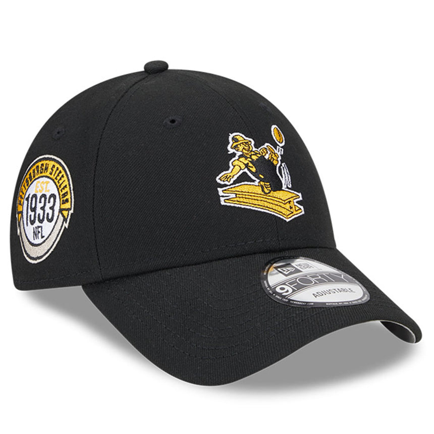 Men's New Era Pittsburgh Steelers Black 2023 Sideline Historic 9FORTY Adjustable Hat - Pro Jersey Sports