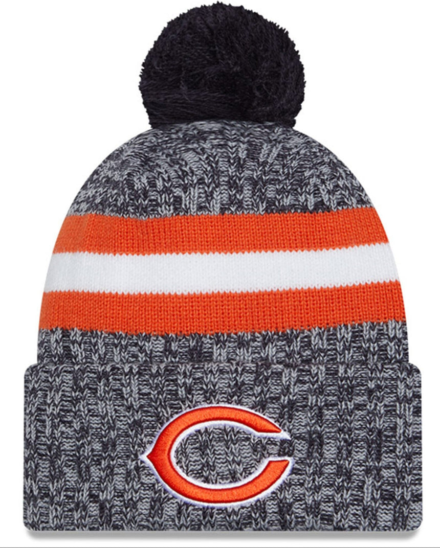 Men's Chicago Bears New Era Navy 2023 Sideline Cuffed Knit Hat With Pom - Pro Jersey Sports