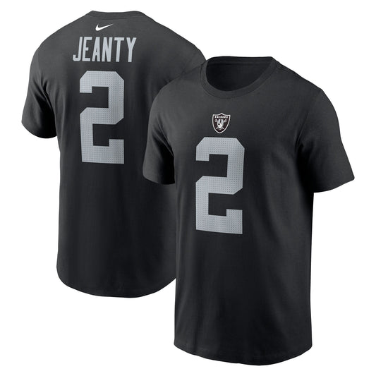 Men's Nike Ashton Jeanty Las Vegas Raiders Black Name & Number T-Shirt - Pro Jersey Sports