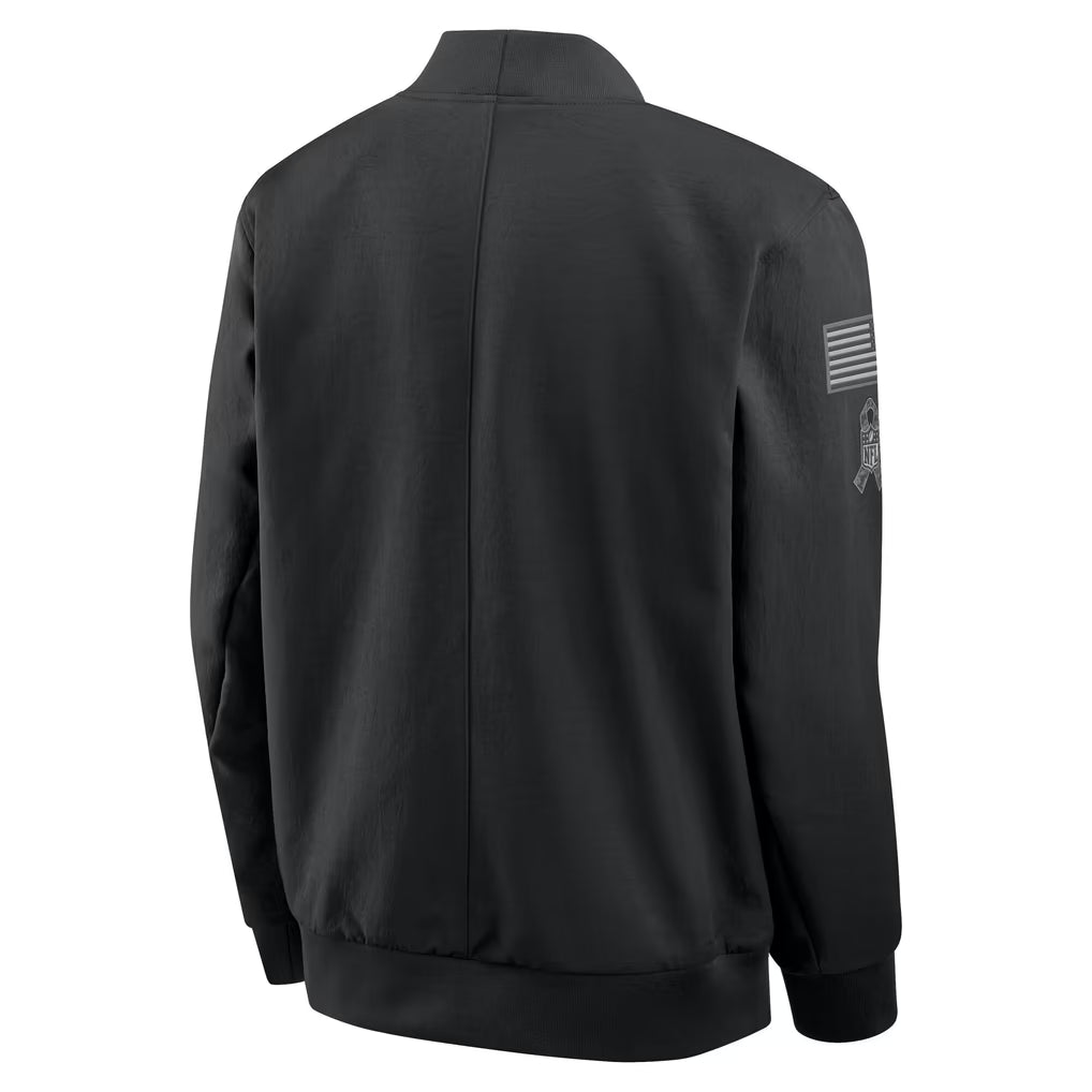 Men's Chicago Bears Nike Black 2026 Salute to Service Sideline Full-Zip Bomber Jacket