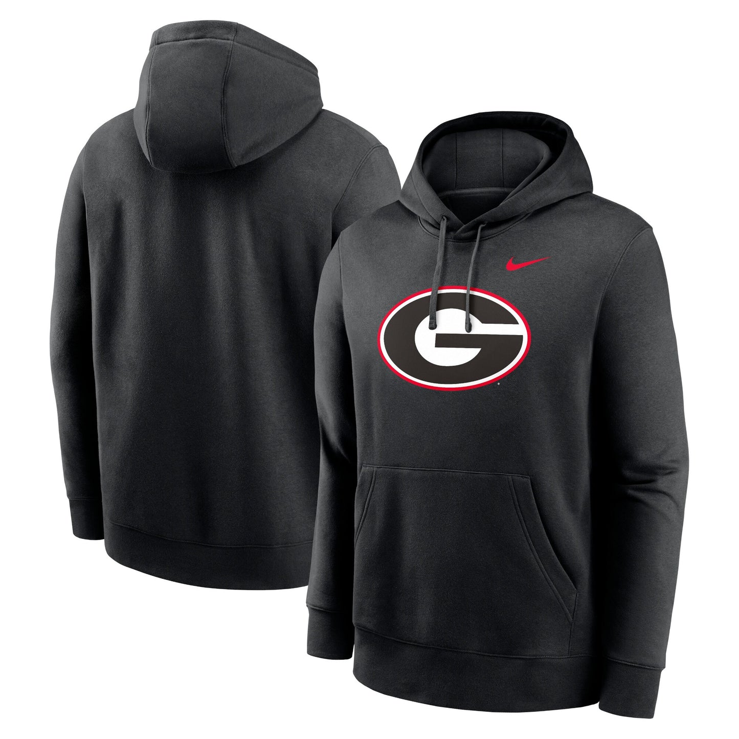 Nike Men's Georgia Bulldogs Black Primary Logo Club Fleece Hoodie - Pro Jersey Sports