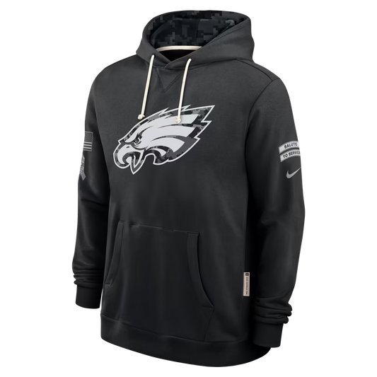 Mens Philadelphia Eagles Nike 2026 Salute to Service Sideline Dri-FIT Pullover Hoodie - Black