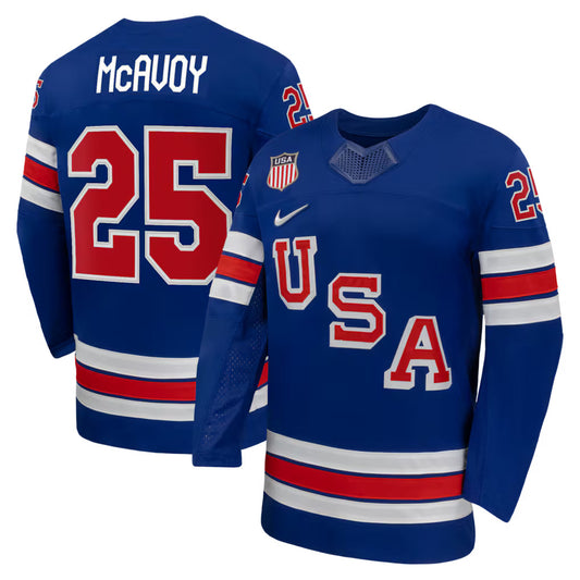 Men's Team USA Hockey Nike Charlie McAvoy #25 Blue Replica Jersey