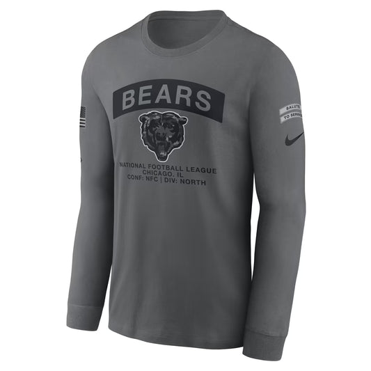 Chicago Bears Nike 2026 Salute to Service Iron Gray Long Sleeve T-Shirt
