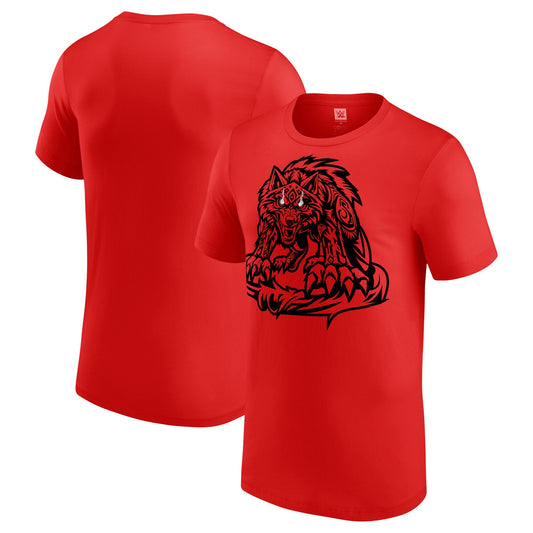 Men's WWE Jacob Fatu Tribal Wolf Red T-Shirt - Pro Jersey Sports