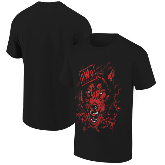 Men's nWo Wolfpac Lightning WCW WWE Ripple Junction Black T-Shirt - Pro Jersey Sports