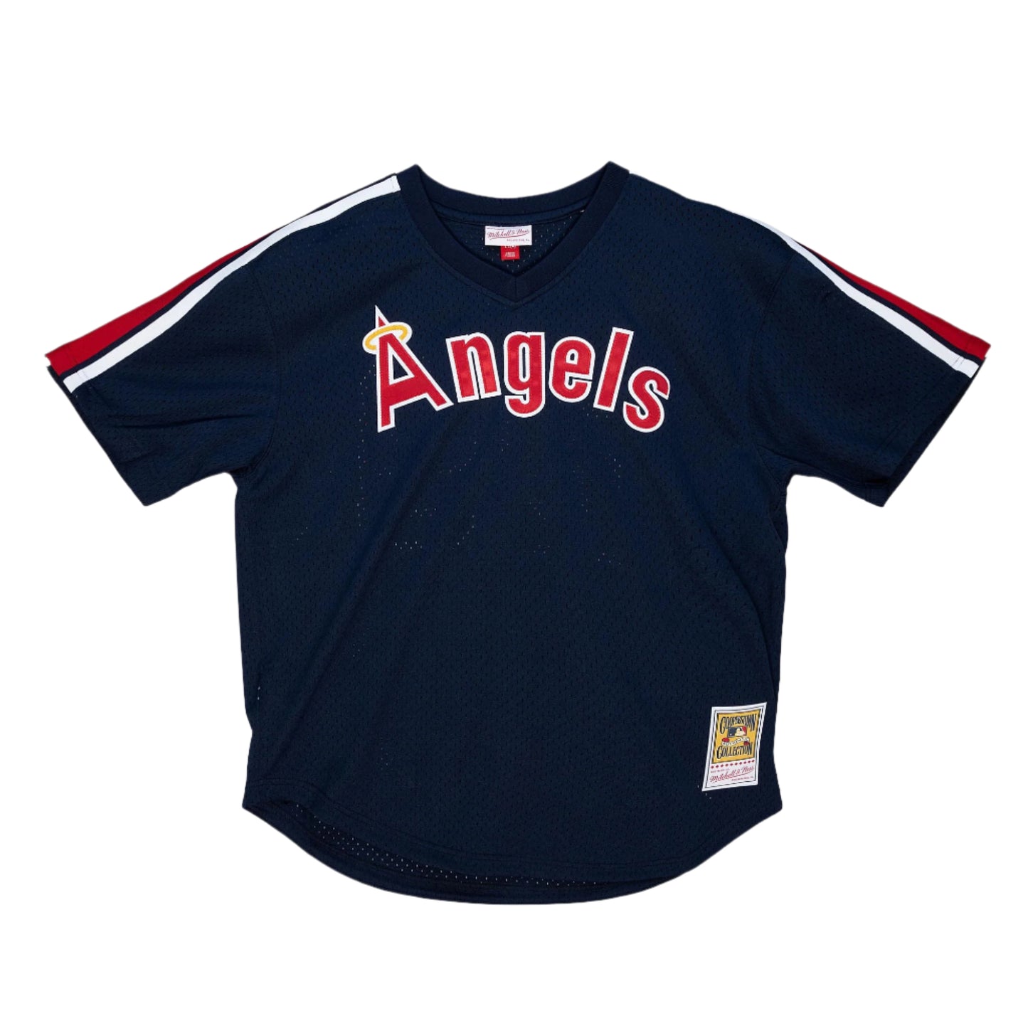 Men's Rod Carew California Angels Mitchell & Ness Cooperstown Collection Mesh Batting Practice Button-Up Jersey - Navy - Pro Jersey Sports