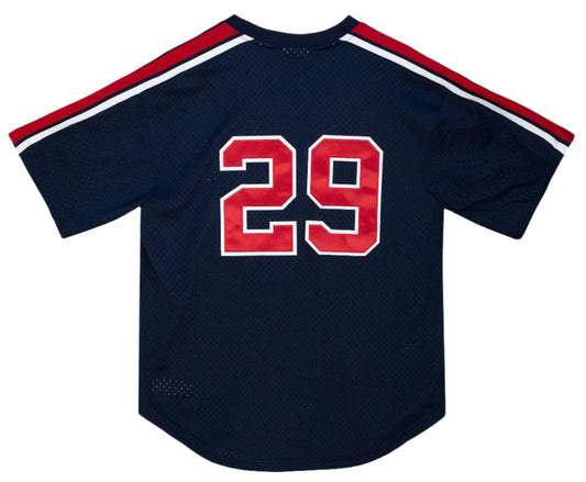 Men's Rod Carew California Angels Mitchell & Ness Cooperstown Collection Mesh Batting Practice Button-Up Jersey - Navy - Pro Jersey Sports