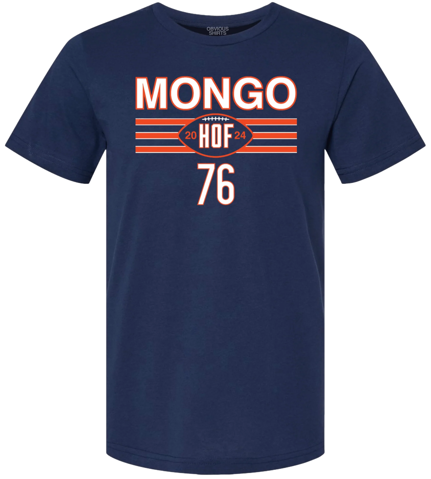 Men's Steve McMichael Mongo Hall of Fame Obvious Shirts Navy Tee - Pro Jersey Sports