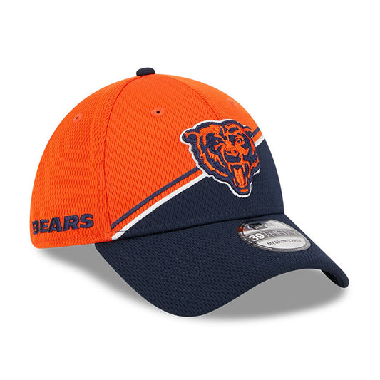 Men's Chicago Bears Primary Logo New Era Orange/Navy 2023 Sideline 39THIRTY Flex Hat