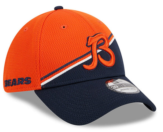 Men's Chicago Bears Historical Logo New Era Orange/Navy 2023 Sideline 39THIRTY Flex Hat - Pro Jersey Sports