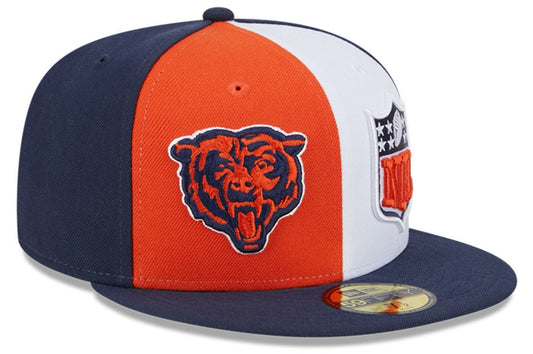 Chicago Bears 2023 Sideline Primary Logo Navy/Orange/White New Era 59FIFTY Fitted Hat - Pro Jersey Sports