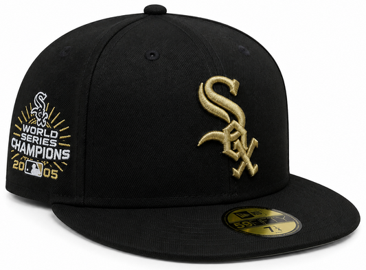 Chicago White Sox New Era 2005 World Series Champions Black and Gold 59FIFTY Fitted Hat