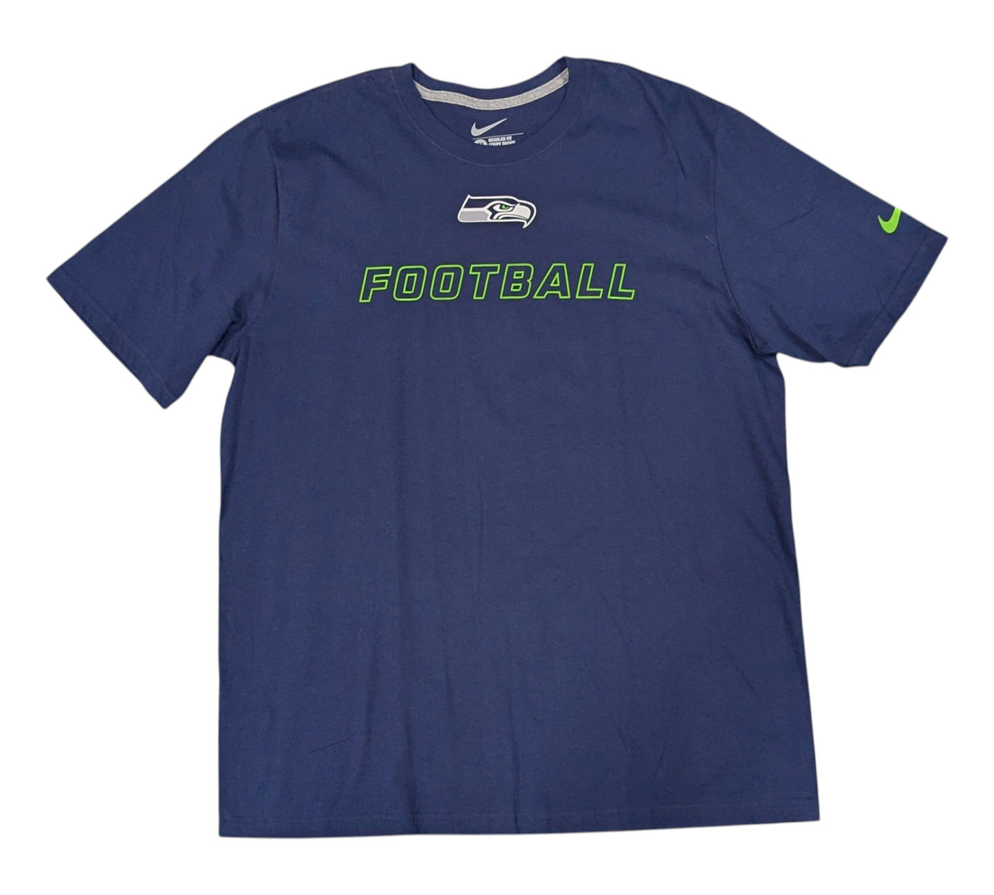 Blue t-shirt with 'Football' text and logo on a white background