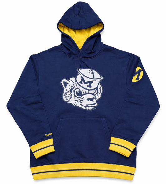Men's Michigan Wolverines Mitchell & Ness Navy Playoff Win Lightweight Fleece Hoodie - Pro Jersey Sports