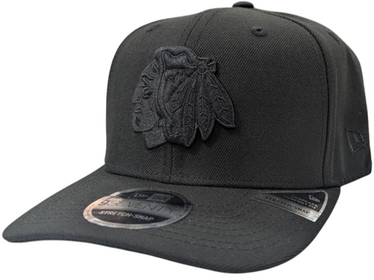 Chicago Blackhawks New Era NHL Tonal Black on Black 9SEVENTY Adjustable Hat - Pro Jersey Sports