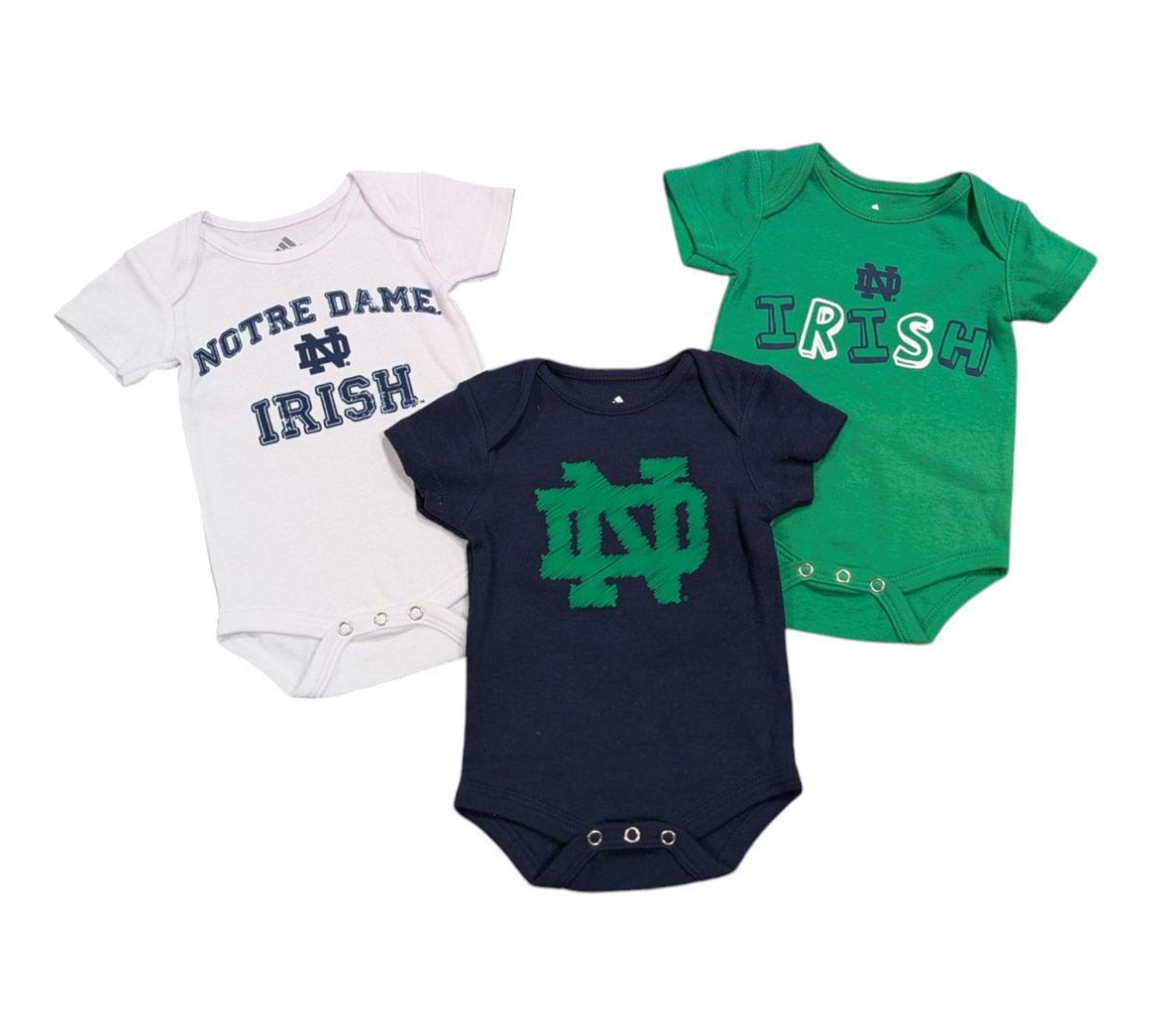 NCAA Notre Dame Fighting Irish Newborn 3 Pack Creeper Set - Pro Jersey Sports