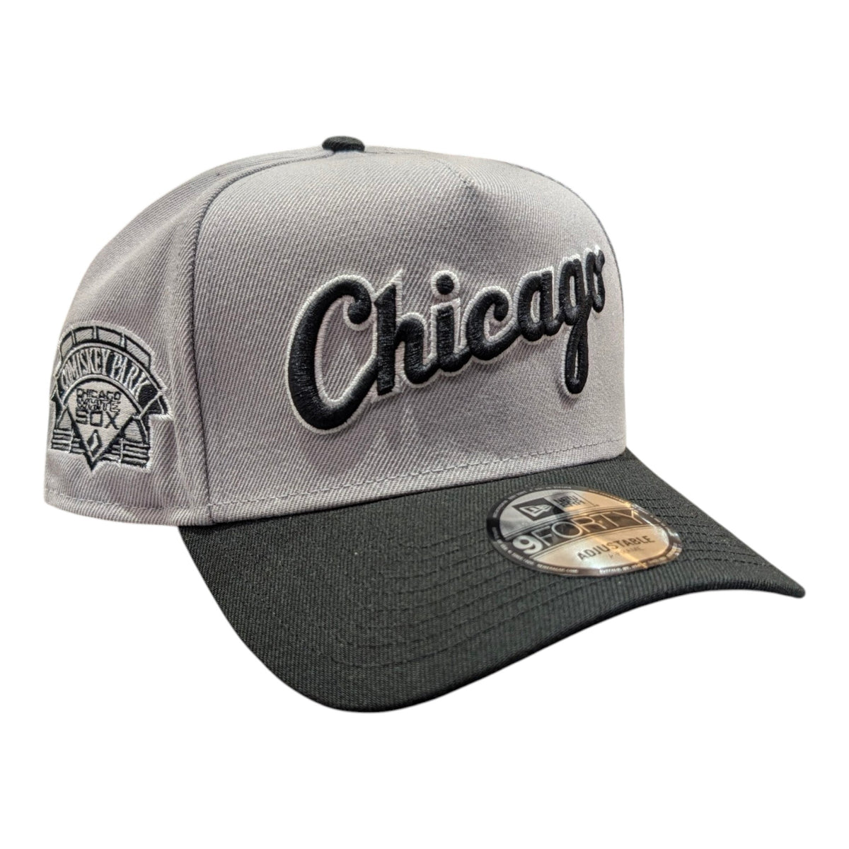 Chicago White Sox New Era Road Gray/Black Comiskey 9FORTY A-Frame Adjustable Hat