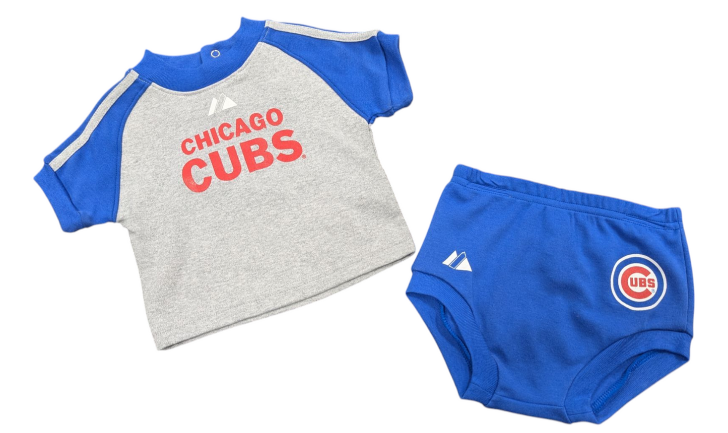 Newborn & Infant Chicago Cubs Majestic Gray/ Royal 2 Piece Top and Bottom Set - Pro Jersey Sports