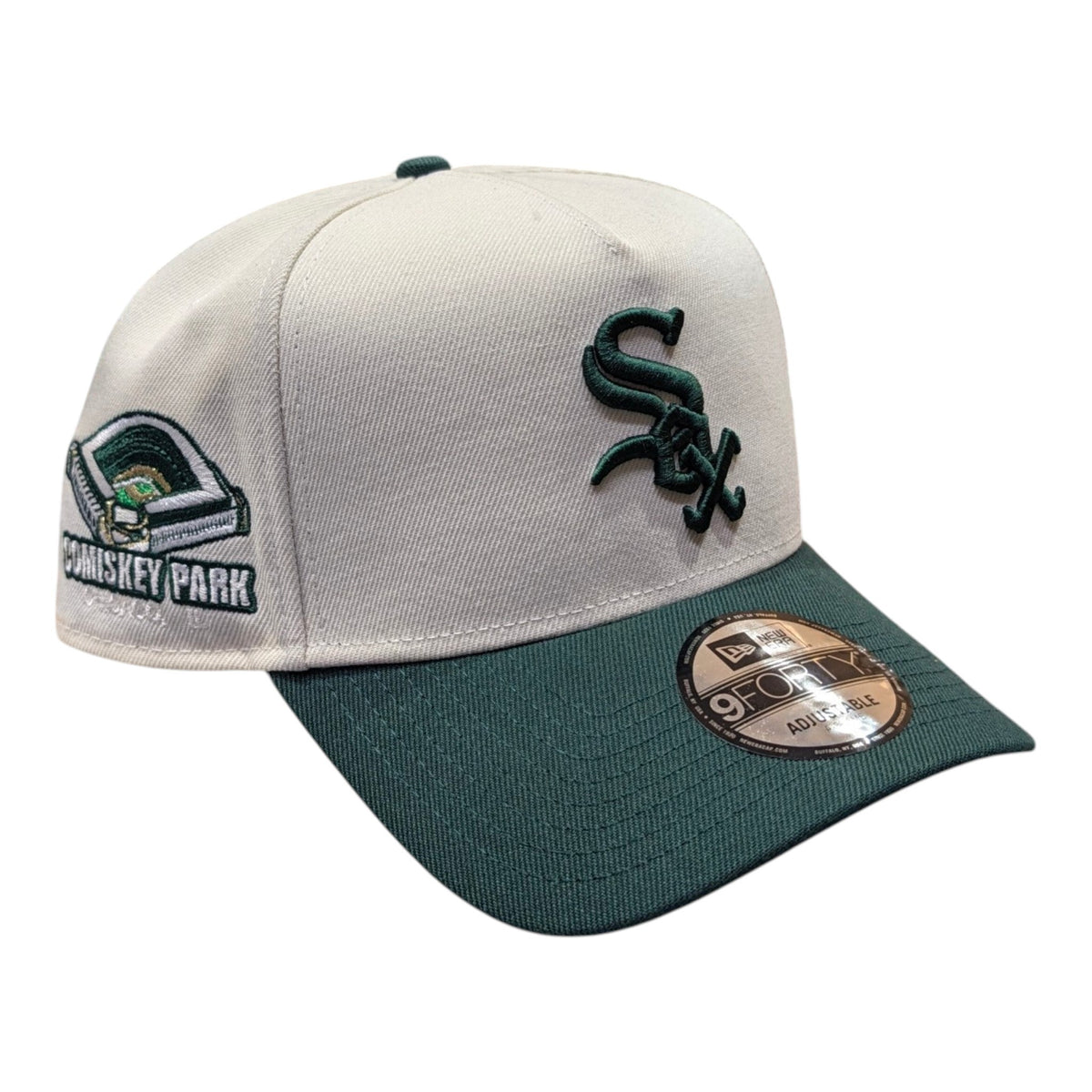 Chicago White Sox New Era 2 Tone Cream/Hunter Green Comiskey 9FORTY A-Frame Adjustable Hat