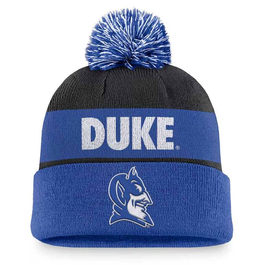 Duke Blue Devils Nike Primetime Peak Cuffed Knit Hat with Pom - Black/Royal - Pro Jersey Sports