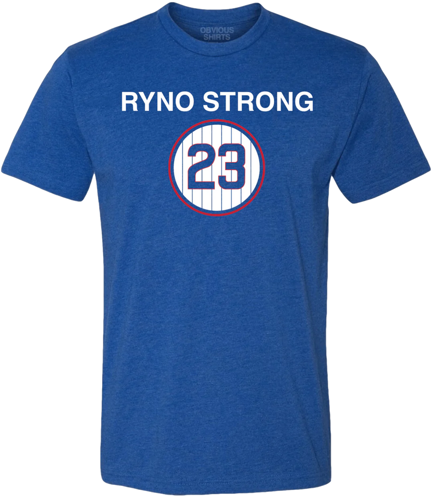 Men's Obvious Shirts Ryne Sandberg Ryno Strong Chicago Cubs Blue Tee - Pro Jersey Sports