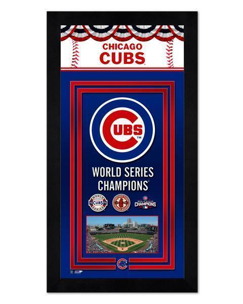 Chicago Cubs 3 Time World Series Champions Miniframe- 13”x 6.75 - Pro Jersey Sports