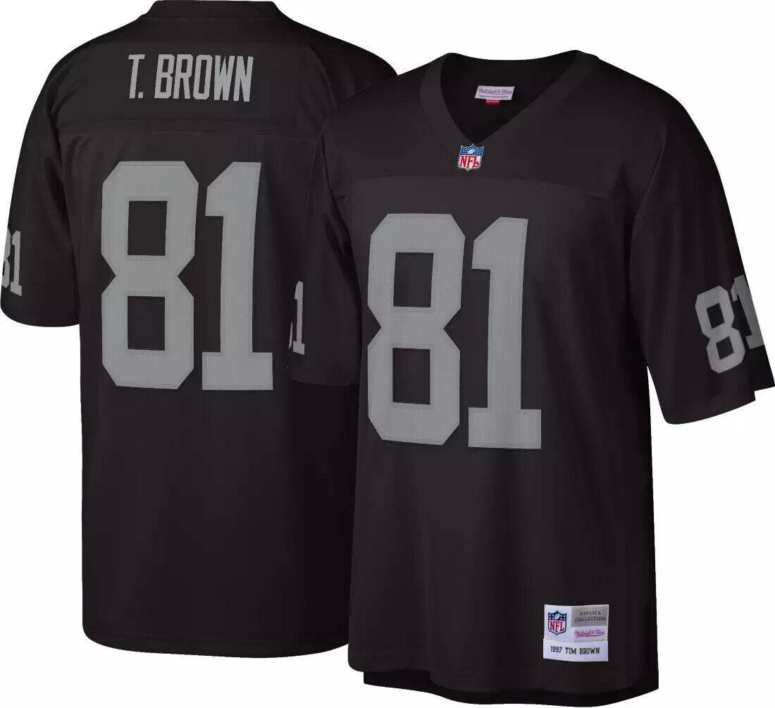 Mens Las Vegas Raiders Tim Brown Mitchell & Ness Black Retired Player Vintage Replica Jersey - Pro Jersey Sports