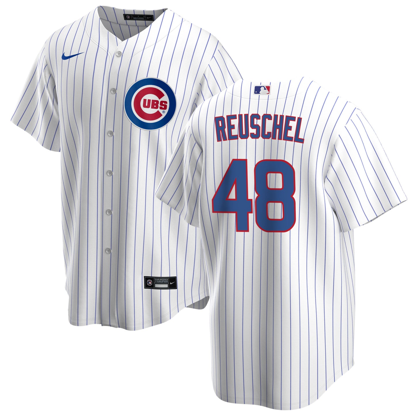 NIKE Men's Rick Reushel Chicago Cubs White Home Premium Stitch Replica Jersey - Pro Jersey Sports