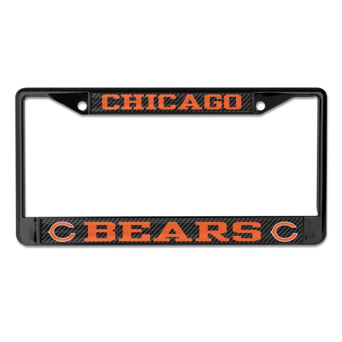 Chicago Bears Black Carbon Fiber Wincraft Chrome License Plate Frame - Pro Jersey Sports