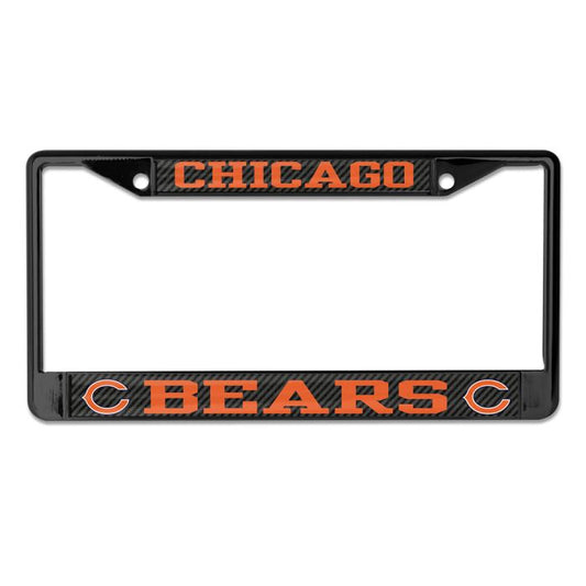 Chicago Bears Black Carbon Fiber Wincraft Chrome License Plate Frame - Pro Jersey Sports