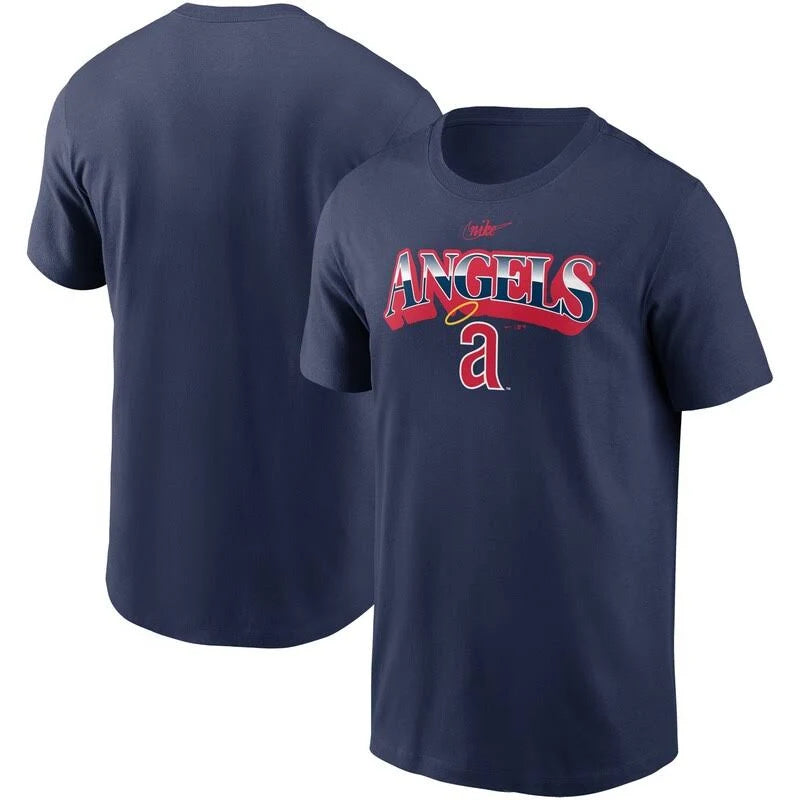 Los Angeles Angels Nike Cooperstown Collection Navy Rewind Arch T-Shirt - Pro Jersey Sports