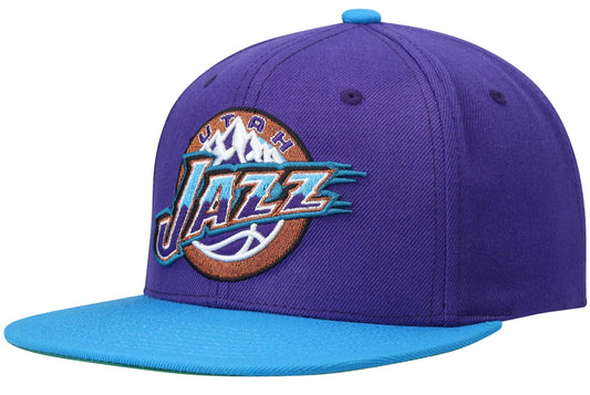 Mens NBA Utah Jazz HWC 2-Tone Purple/Teal 2.0 Snapback Hat By Mitchell And Ness - Pro Jersey Sports