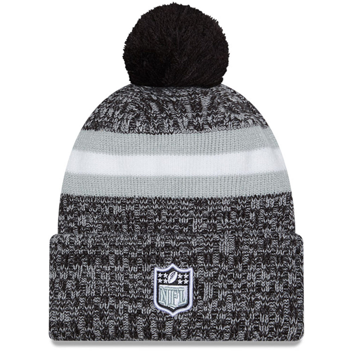 Men's Las Vegas Raiders New Era Black 2023 Sideline Cuffed Knit Hat With Pom - Pro Jersey Sports